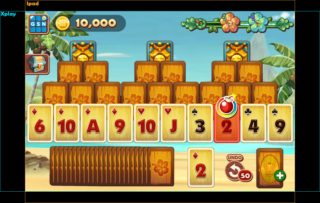 Tiki Solitaire TriPeaks — Gameplay UI
